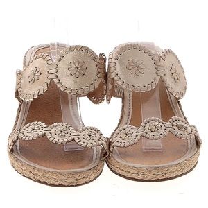 Jack Rogers Shelby Leather Wedge Espadrilles, Size 5